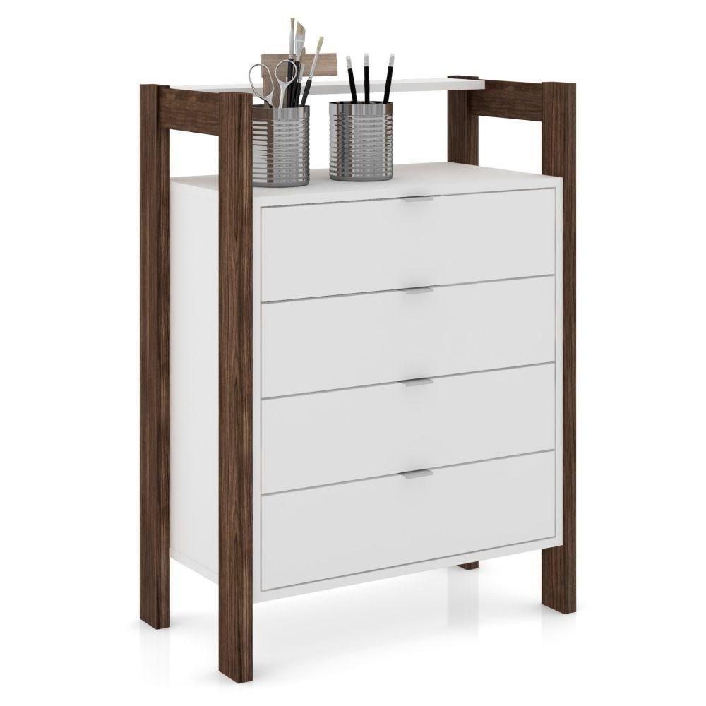 Gaveteiro 4 Gavetas Az1012 Branco Nogal - 1