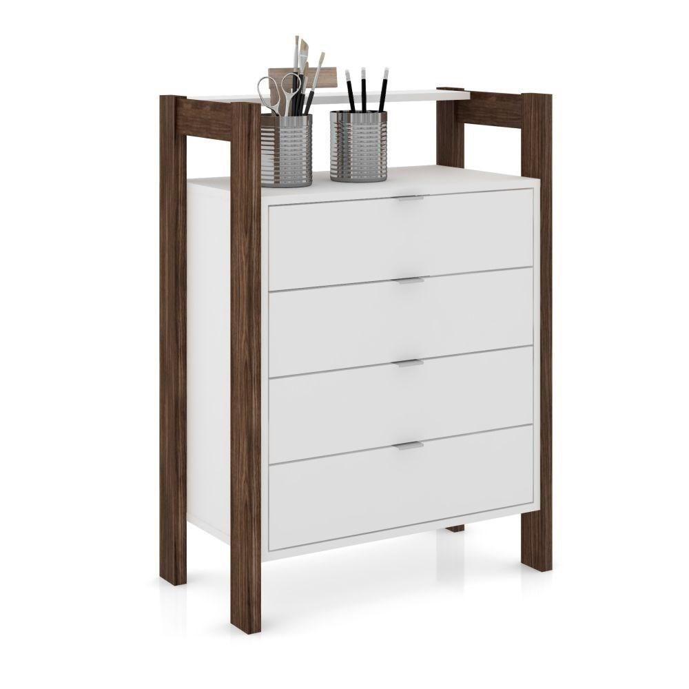 Gaveteiro 4 Gavetas Az1012 Branco Nogal - 3