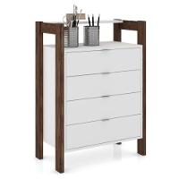 Gaveteiro 4 Gavetas Az1012 Branco Nogal - 1