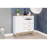 Cômoda de Quarto Confete c/ 1 Porta e 3 Gavetas Branco/Jequitiba - Henn - 1