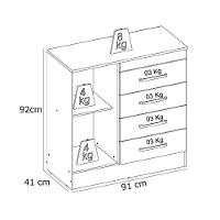 Comoda 04 Gavetas Montevideu Branco Rosa Flex Branco Rosa - 3