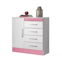 Comoda 04 Gavetas Montevideu Branco Rosa Flex Branco Rosa - 5
