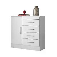 Comoda 04 Gavetas Montevideu Branco Rosa Flex Branco Rosa - 6