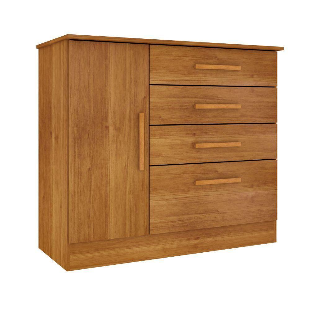 Cômoda Chicago 1 Porta 4 Gavetas Tcil Cinamono - 1