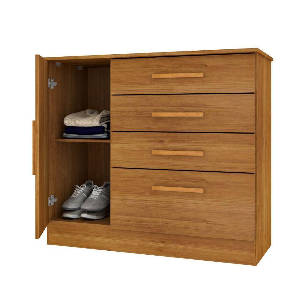 Cômoda Chicago 1 Porta 4 Gavetas Tcil Cinamono - 5