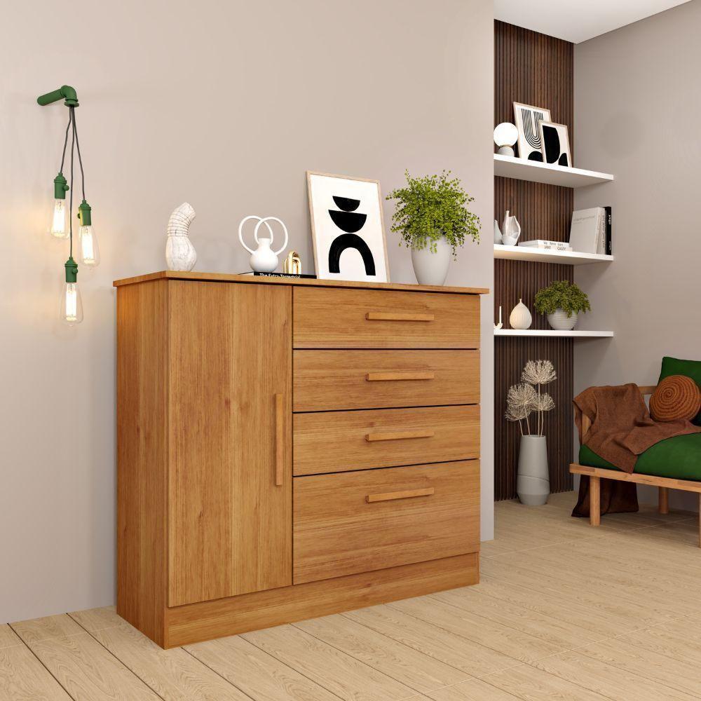 Cômoda Chicago 1 Porta 4 Gavetas Tcil Cinamono - 7