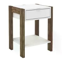 Mesa De Cabeceira Com Tomada 1 Gaveta Az1016 Branco Nogal Br - 1
