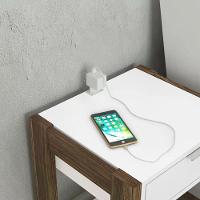 Mesa De Cabeceira Com Tomada 1 Gaveta Az1016 Branco Nogal Br - 7