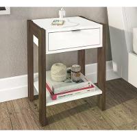Mesa De Cabeceira Com Tomada 1 Gaveta Az1016 Branco Nogal Br - 8