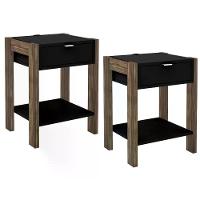 Kit 02 Mesa De Cabeceira Com Tomada 1 Gaveta Az1016 Preto No - 1