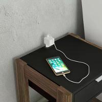 Kit 02 Mesa De Cabeceira Com Tomada 1 Gaveta Az1016 Preto No - 8