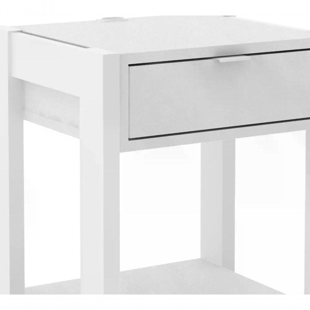 Kit 02 Mesa De Cabeceira Com Tomada 1 Gaveta Az1016 Branco - 4