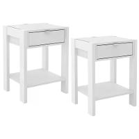 Kit 02 Mesa De Cabeceira Com Tomada 1 Gaveta Az1016 Branco - 1