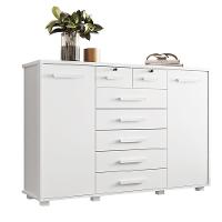 Cômoda Quarto Fontana Com 7 Gavetas E 2 Portas Branco Fosco Branco Fosco - 3