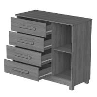 Comoda Grecia Quarto 4 Gavetas 1 Porta E Pés Madeira Maciça Branco/Nature Branco/Nature - 5