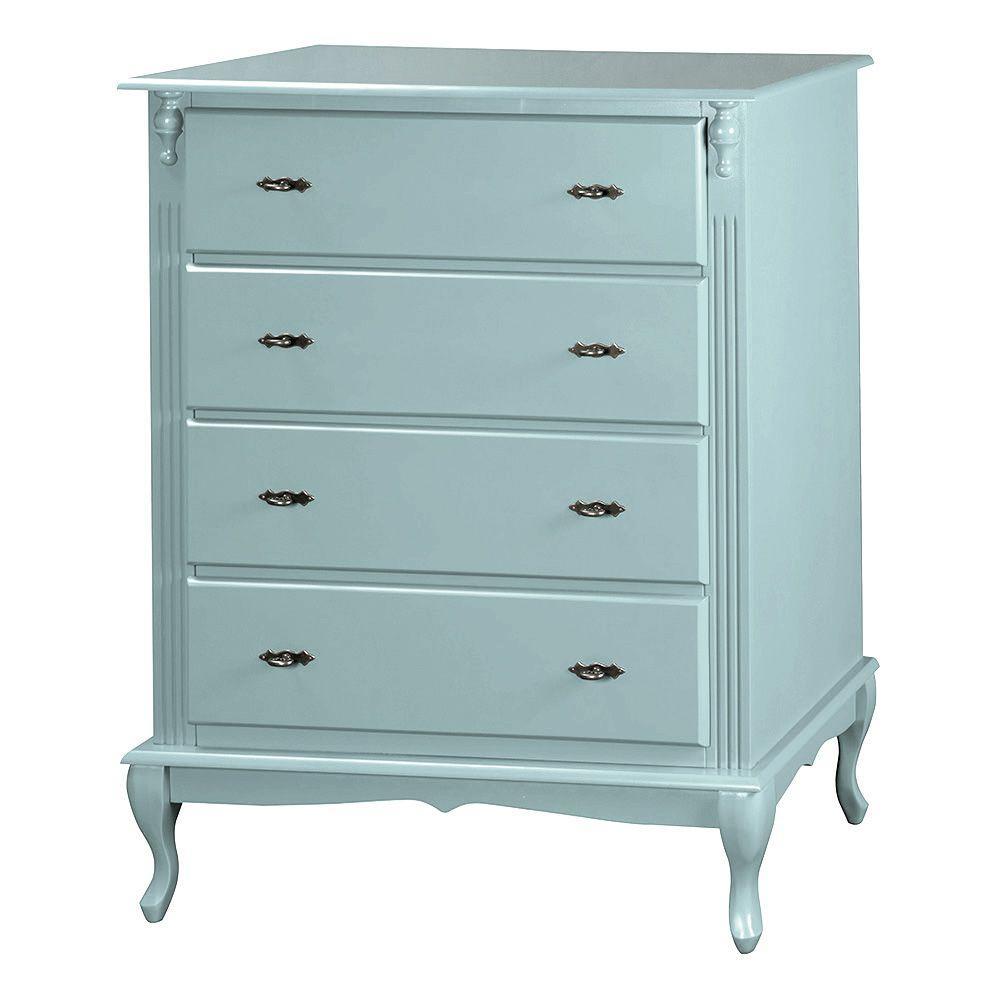 Cômoda Luiz Xv 4 Gavetas 1030 Laca Azul Bebê - 1