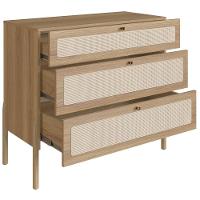 Cômoda Oslo Artesano 93 Cm (largura) Em Mdp Cor Mel Palha Natural Três Gavetas Base Madeira - 2