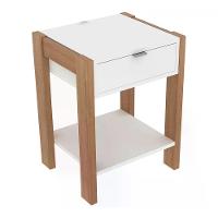 Mesa De Cabeceira Com Tomada 1 Gaveta Az1016 Amendoa Branco - 1