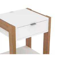 Mesa De Cabeceira Com Tomada 1 Gaveta Az1016 Amendoa Branco