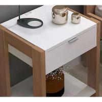Mesa De Cabeceira Com Tomada 1 Gaveta Az1016 Amendoa Branco - 5