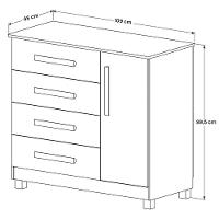 Comoda Grecia Quarto 4 Gavetas 1 Porta E Pés Madeira Maciça Nature/Off White Nature/Off White - 2