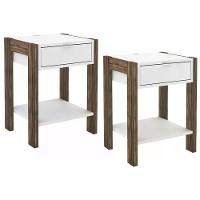 Kit 02 Mesa De Cabeceira Com Tomada 1 Gaveta Az1016 Branco N - 1