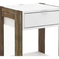 Kit 02 Mesa De Cabeceira Com Tomada 1 Gaveta Az1016 Branco N