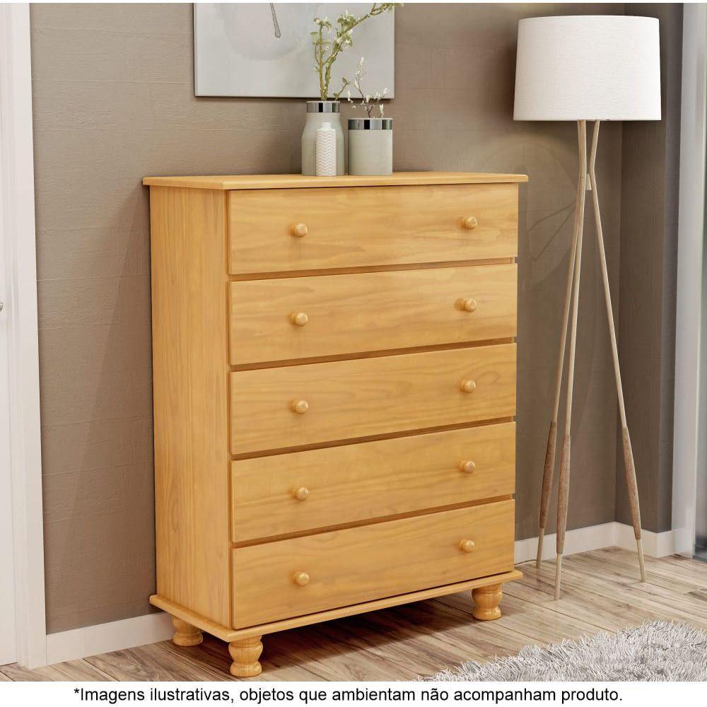 Cômoda Para Quarto 5 Gavetas ônix Mel - Straub Web - 1
