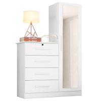 Cômoda 4 Gavetas 1 Porta Com Espelho Elise Plus Branco Fosco - 1