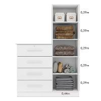 Cômoda 4 Gavetas 1 Porta Com Espelho Elise Plus Branco Fosco - 3