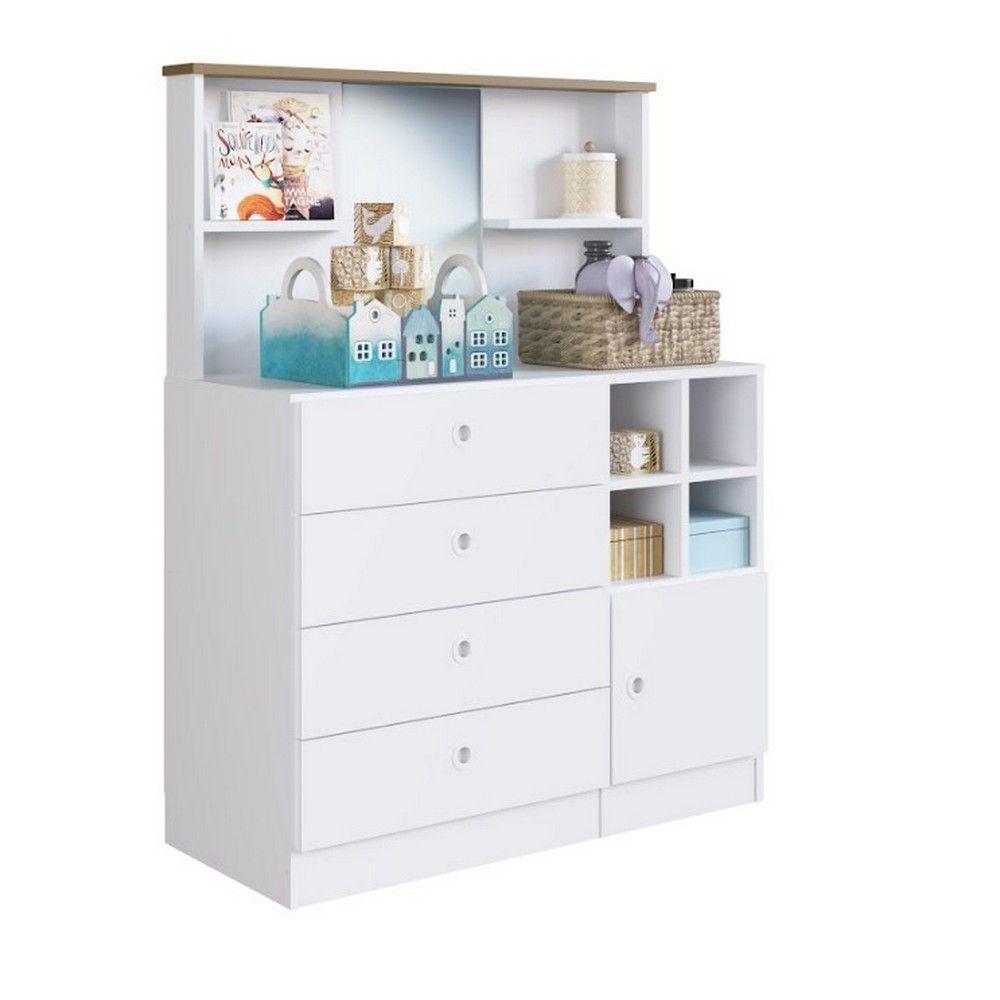 Cômoda House Espelho 4 Gavetas 1 Porta Art In Móveis Branco - 1