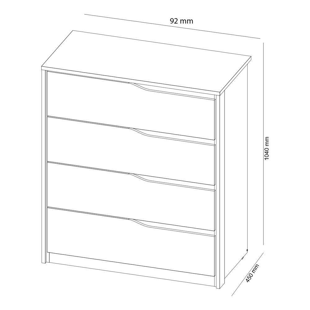 Cômoda 4 Gavetas Atria Amendôla Grafito Demartez - 2