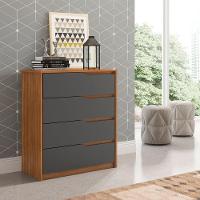 Cômoda 4 Gavetas Atria Amendôla Grafito Demartez - 1