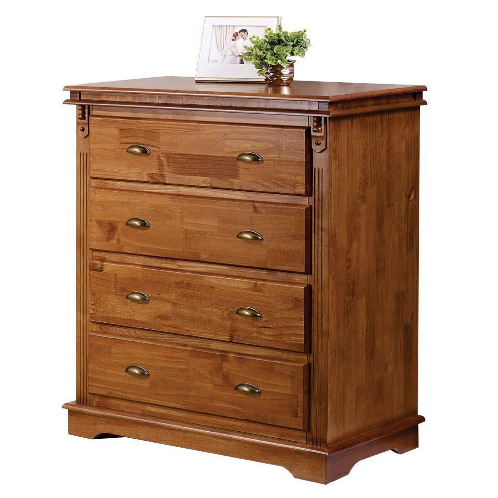 Cômoda De Madeira Com 4 Gavetas Manchester - M52043 Garapa - Verniz - 1