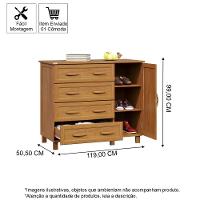 Cômoda Sapateira 4 Gavetas E Porta Em Madeira Veneza Carvalho - Straub Web - 2