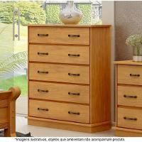 Cômoda Para Quarto 5 Gavetas Em Madeira Maciça Júlia Mel - Straub Web - 1