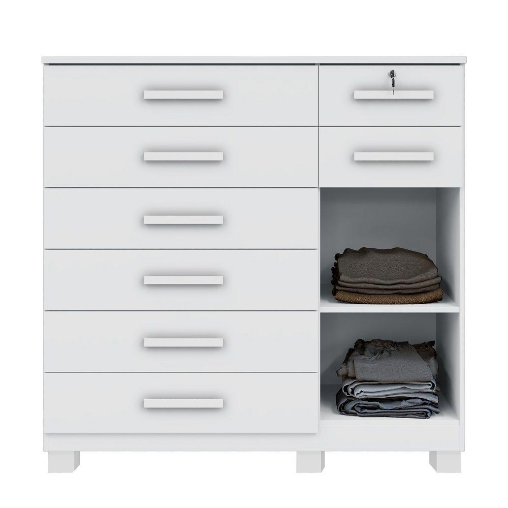 Cômoda New Vitoria Com Porta E 8 Gavetas Benetil Branco - 5