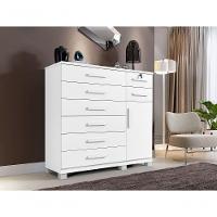 Cômoda New Vitoria Com Porta E 8 Gavetas Benetil Branco
