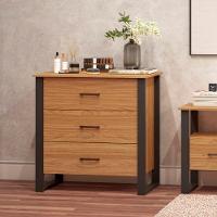 Cômoda Para Quarto Estilo Industrial 3 Gavetas F38 Freijó/Preto Fosco - 1