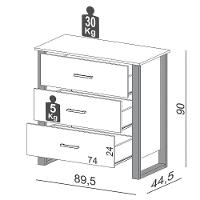 Cômoda Para Quarto Estilo Industrial 3 Gavetas F38 Freijó/Preto Fosco - 2
