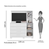 Cômoda Sapateira Com Painel Para Tv 4 Gavetas Azaléia A02 Branco Fosco - 2
