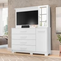 Cômoda Sapateira Com Painel Para Tv 4 Gavetas Azaléia A02 Branco Fosco - 5