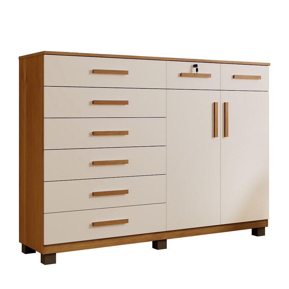 Cômoda New Triunfo 8 Gavetas 2 Portas Benetil Cinamomo/off White - 1