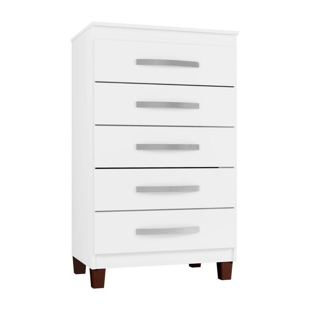 Kit Com 2 Cômoda 5 Gavetas Cannes Branco Incorplac - 2