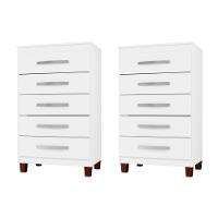 Kit Com 2 Cômoda 5 Gavetas Cannes Branco Incorplac - 1