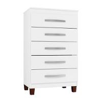 Kit Com 2 Cômoda 5 Gavetas Cannes Branco Incorplac - 2