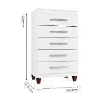 Kit Com 2 Cômoda 5 Gavetas Cannes Branco Incorplac - 3