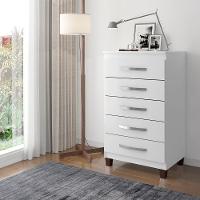 Kit Com 2 Cômoda 5 Gavetas Cannes Branco Incorplac - 4