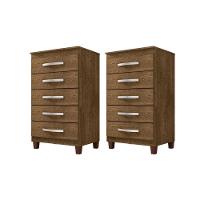 Kit Com 2 Cômoda 5 Gavetas Cannes Malbec Incorplac - 1