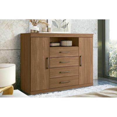 Cômoda Infantil Master 4 Gavetas em MDF com Puxador Plástico Branco para Quarto Sem Corrediça